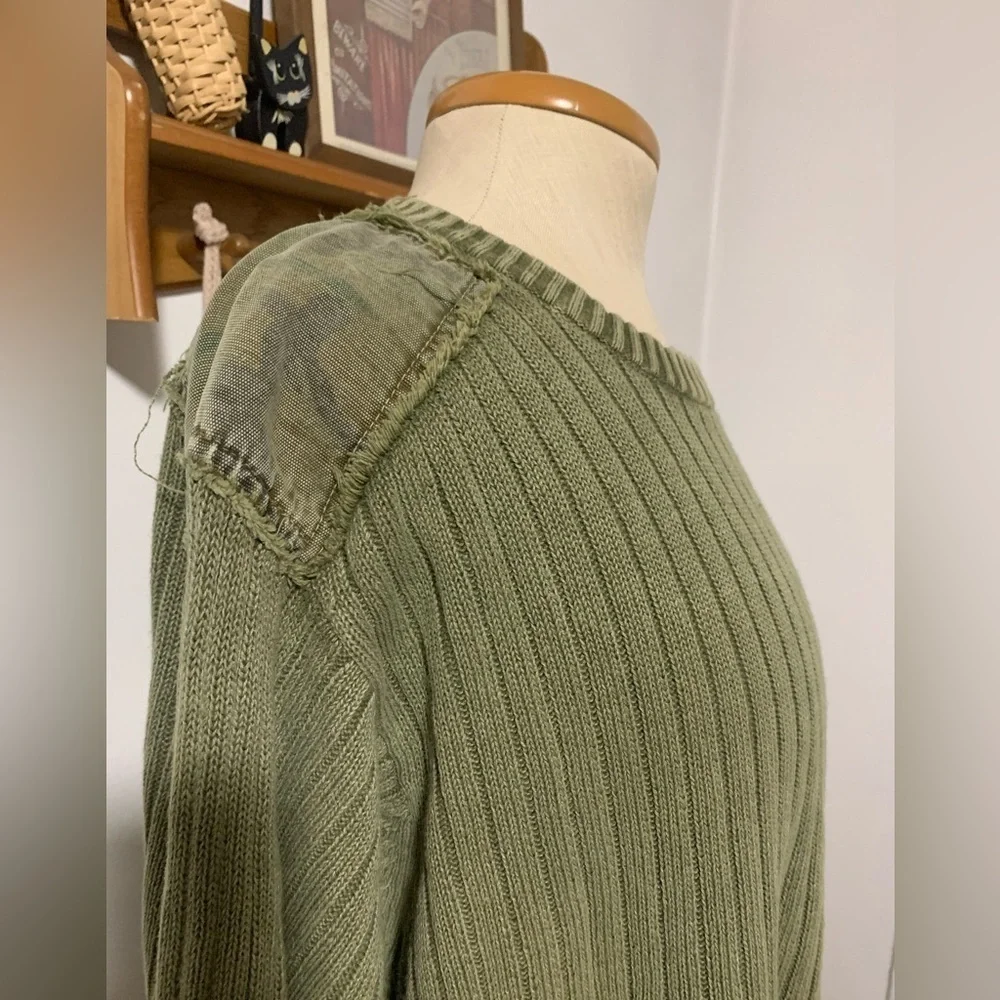 Retrofit Army Green Camo Patches Sweater XL